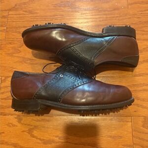 FootJoy Classics Dry Premiere Mens 9.5 D Golf Shoes Burgundy Black Leather 89649